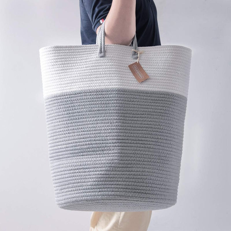 YOUDENOVA Cotton Rope Laundry Hamper by YOUDENOVA, 58L - Woven Collapsible Laundry Basket - Clothes Storage Basket for Blankets, Laundry Room Organizing, Bedroom Storage, Clothes Hamper â€“ Grey - Image 5